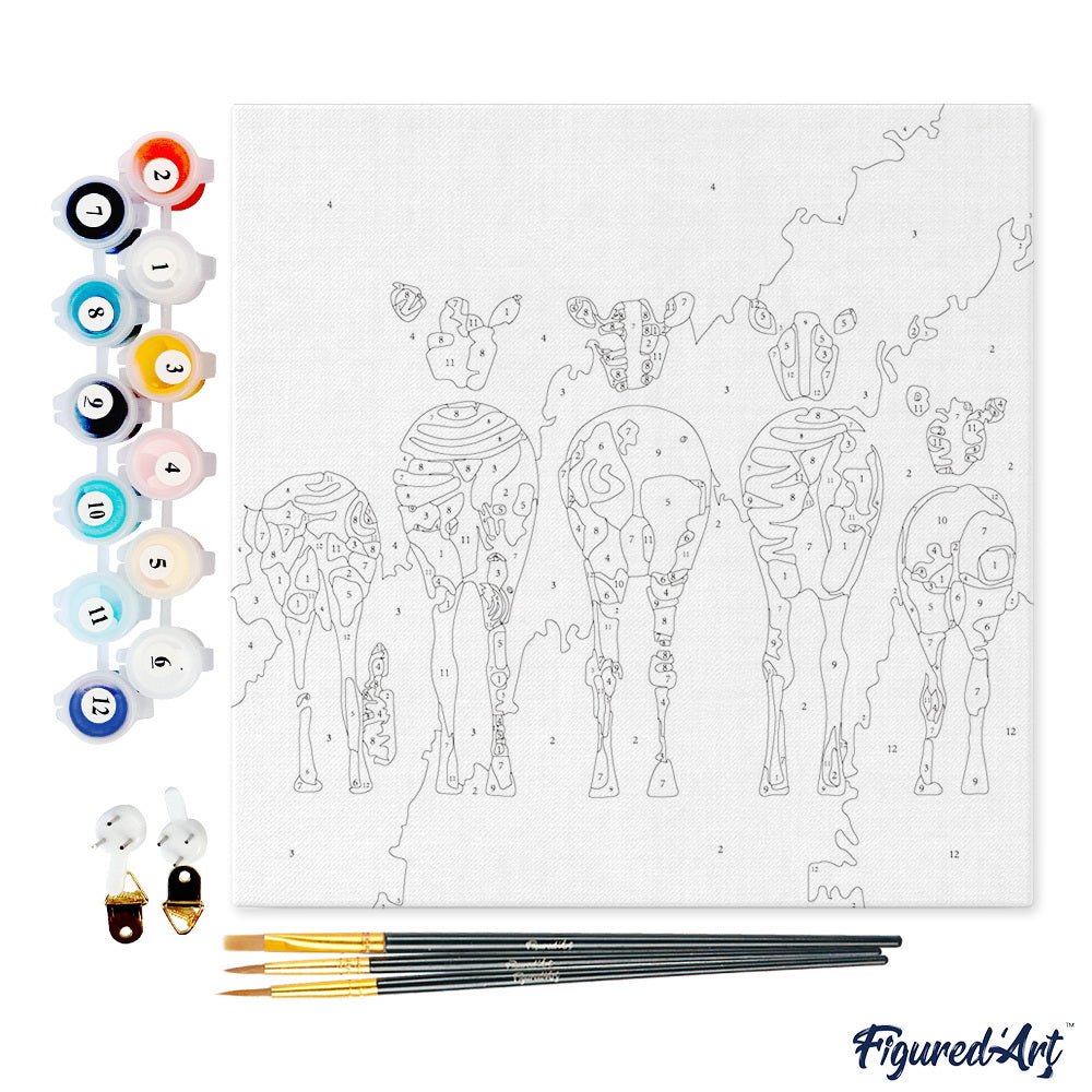 Mini Paint by numbers 8"x8" framed - Zebras Back