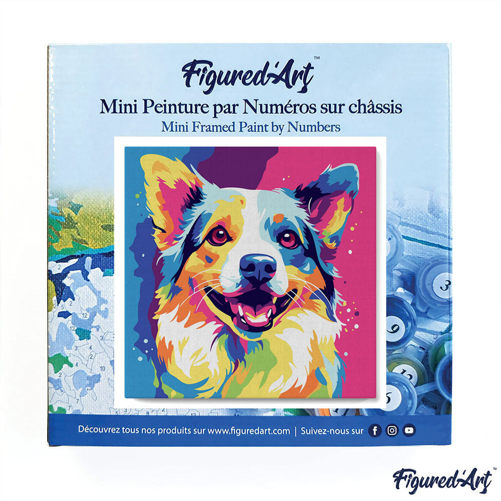 Mini Paint by numbers 8"x8" framed - Dog Abstract Pop Art