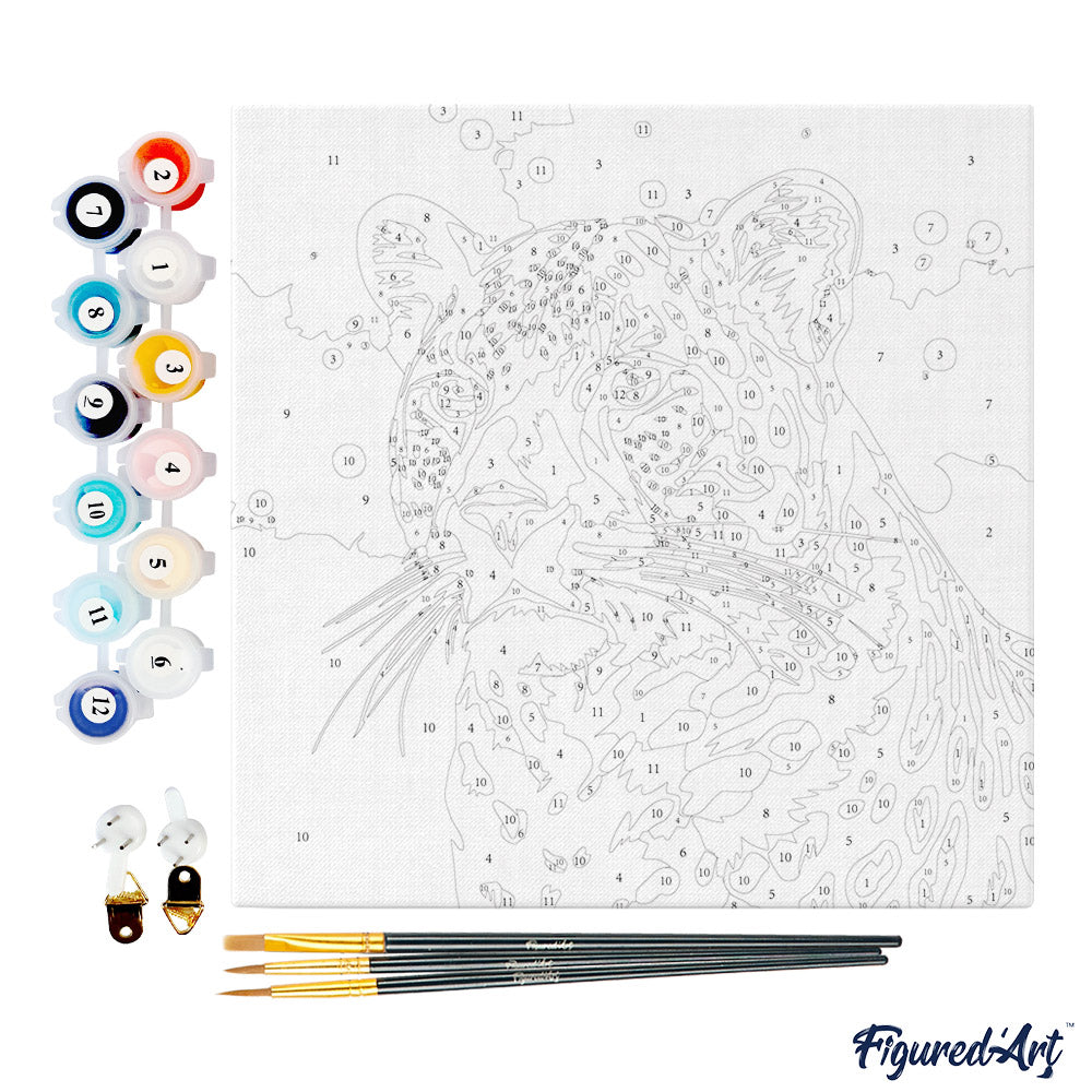 Mini Paint by numbers 8"x8" framed - Leopard Abstract Pop Art