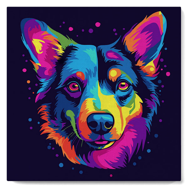 Mini Paint by numbers 8"x8" framed - Neon Dog Abstract Pop Art