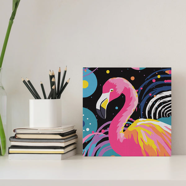 Mini Paint by numbers 8"x8" framed - Flamingo Abstract Pop Art