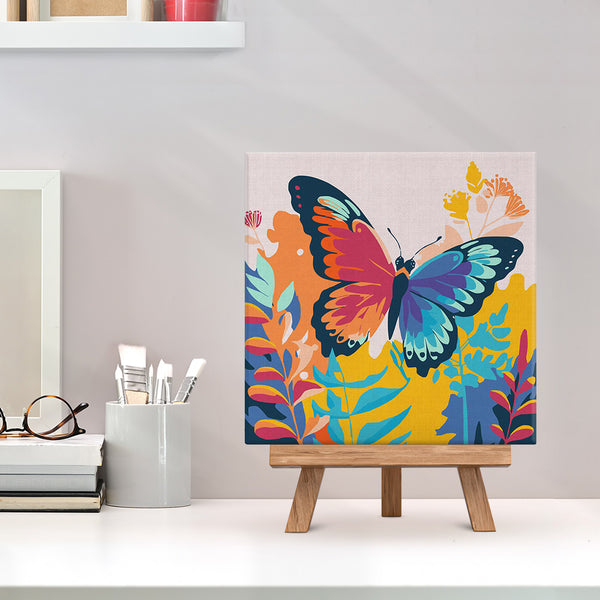 Mini Paint by numbers 8"x8" framed - Tropical Butterfly