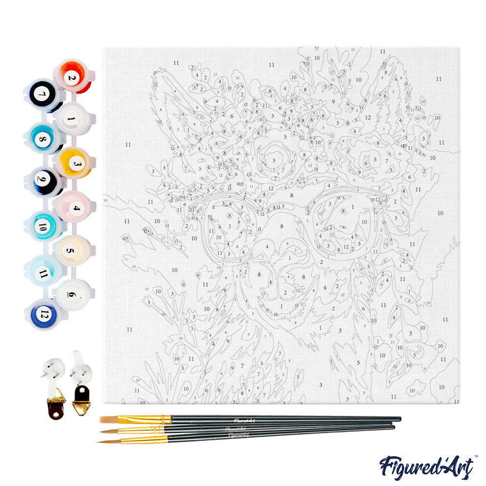 Mini Paint by numbers 8"x8" framed - Fantasy llama and flowers