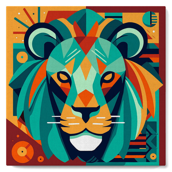 Mini Paint by numbers 8"x8" framed - Lion Art-Deco Inspired Abstract