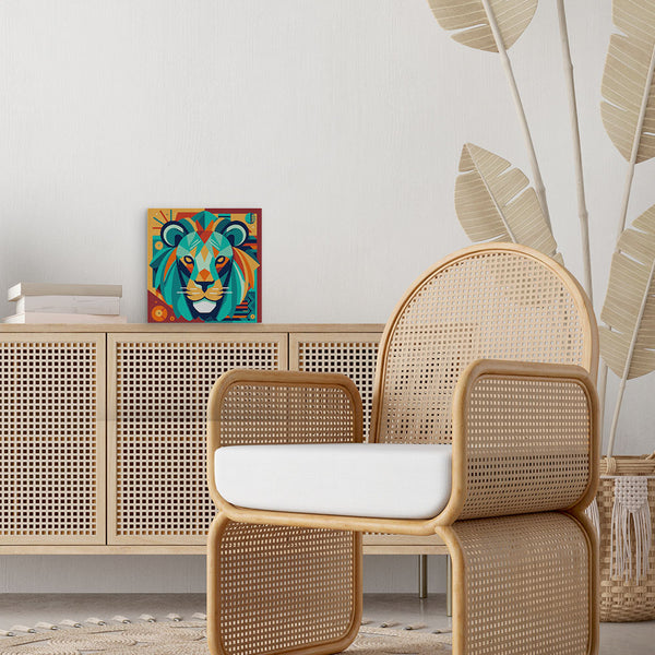 Mini Paint by numbers 8"x8" framed - Lion Art-Deco Inspired Abstract