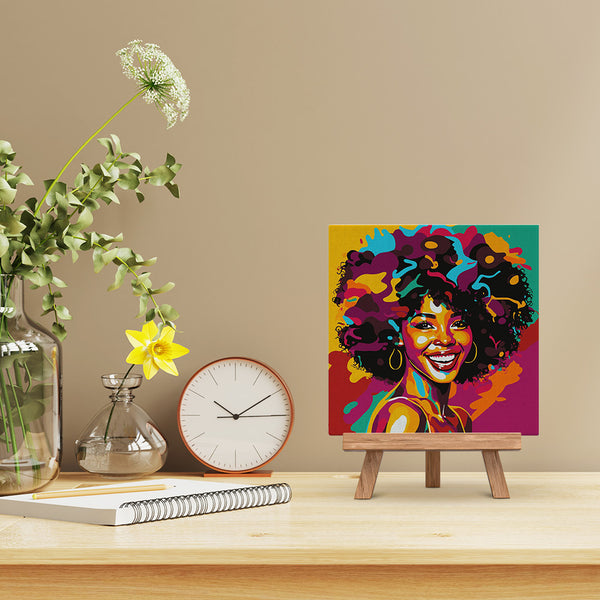 Mini Paint by numbers 8"x8" framed - African American Beauty Pop Art