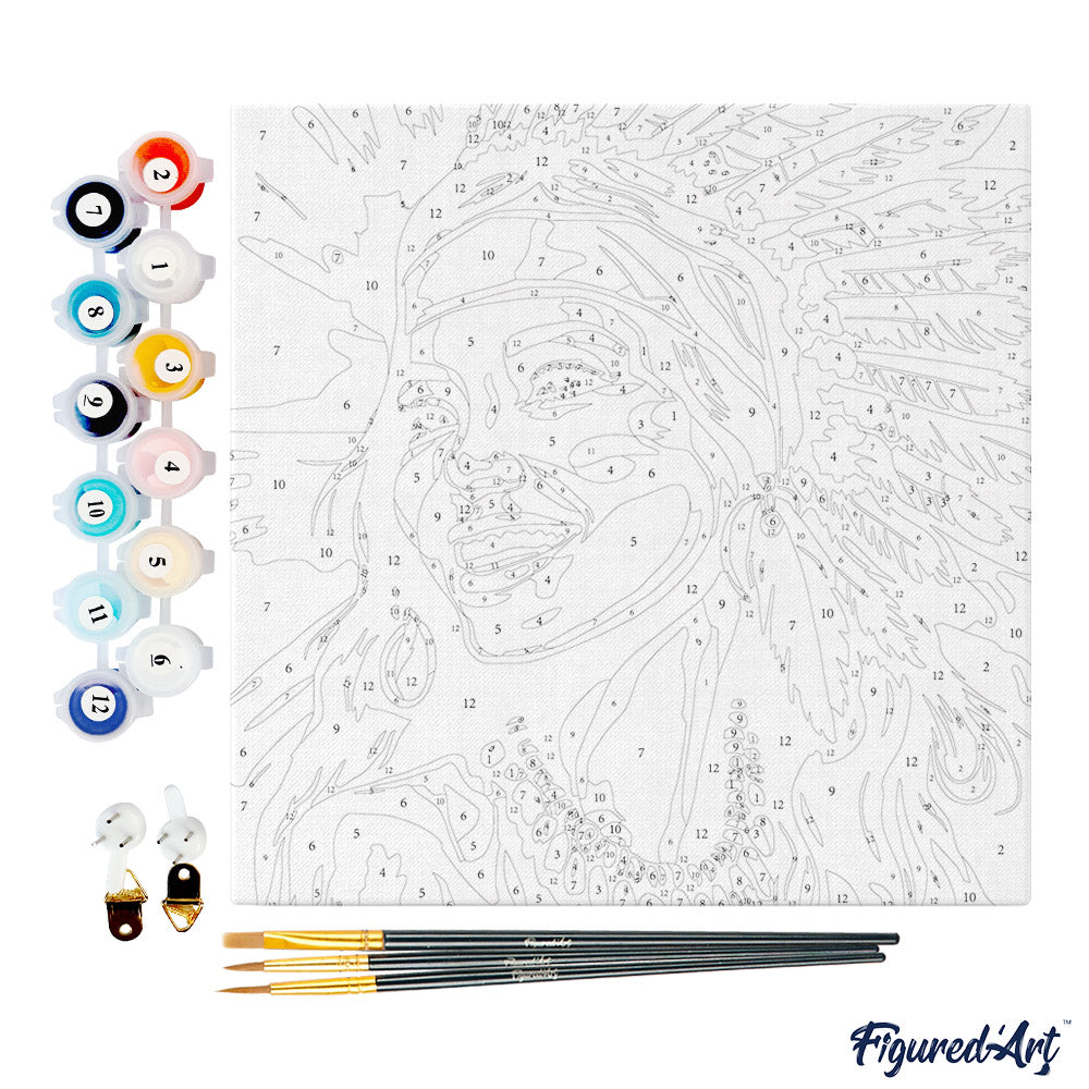 Mini Paint by numbers 8"x8" framed - Native Elegance Lady Pop Art