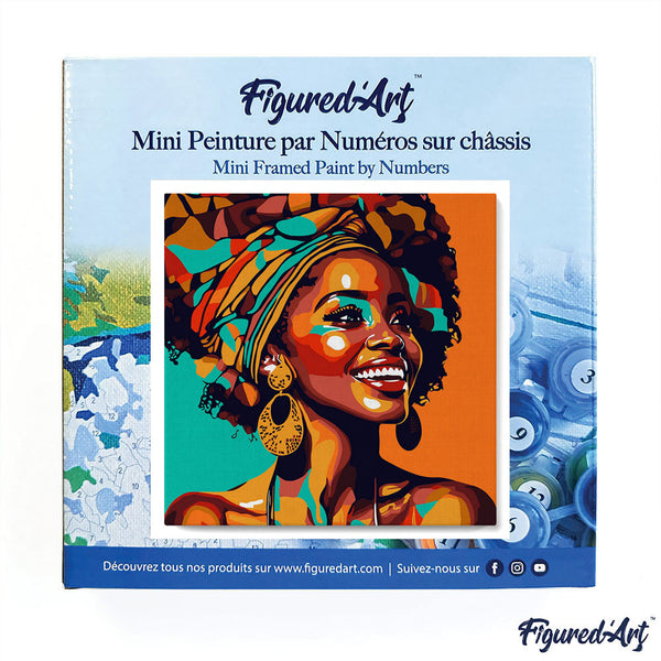 Mini Paint by numbers 8"x8" framed - African Queen Pop Art