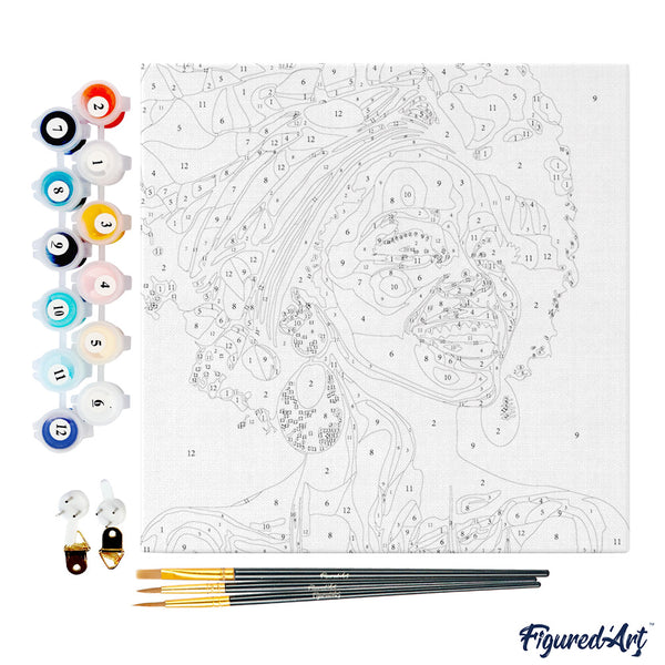 Mini Paint by numbers 8"x8" framed - African Queen Pop Art