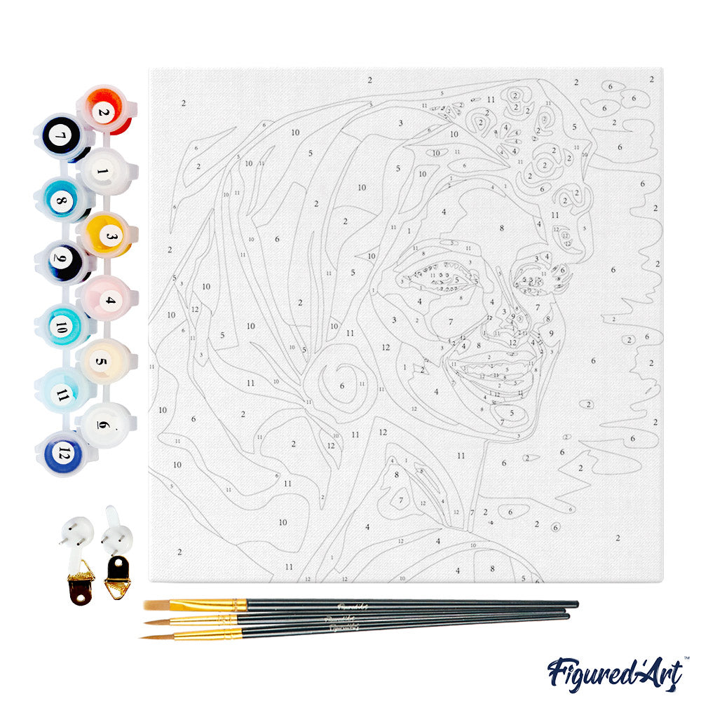 Mini Paint by numbers 8"x8" framed - Exotic Beauty Pop Art