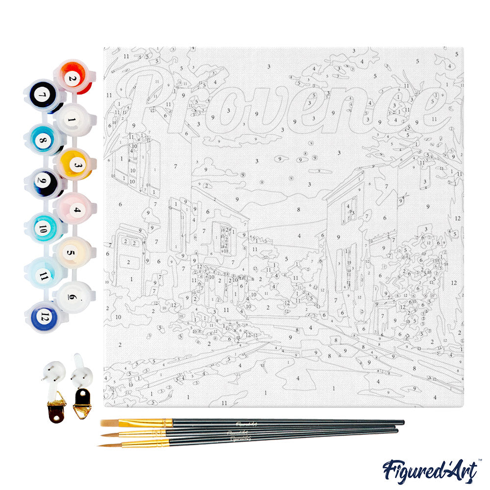 Mini Paint by numbers 8"x8" framed - Travel Poster Provence Spring