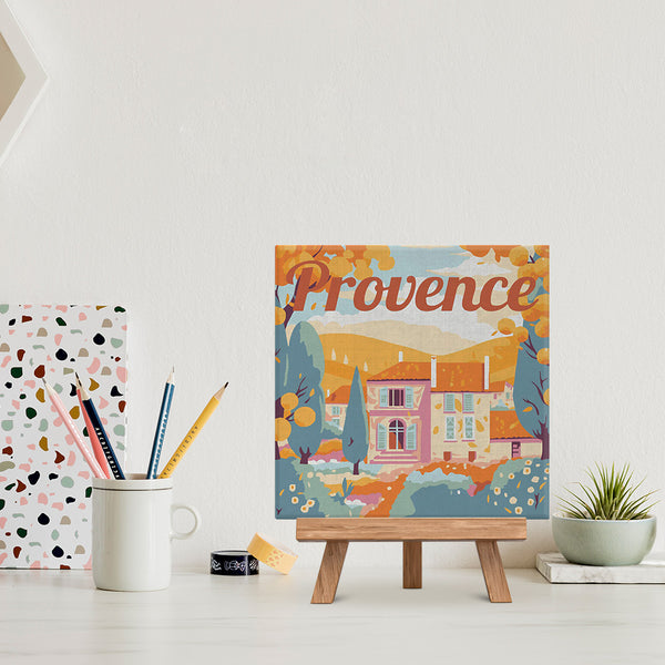 Mini Paint by numbers 8"x8" framed - Travel Poster Provence Autumn