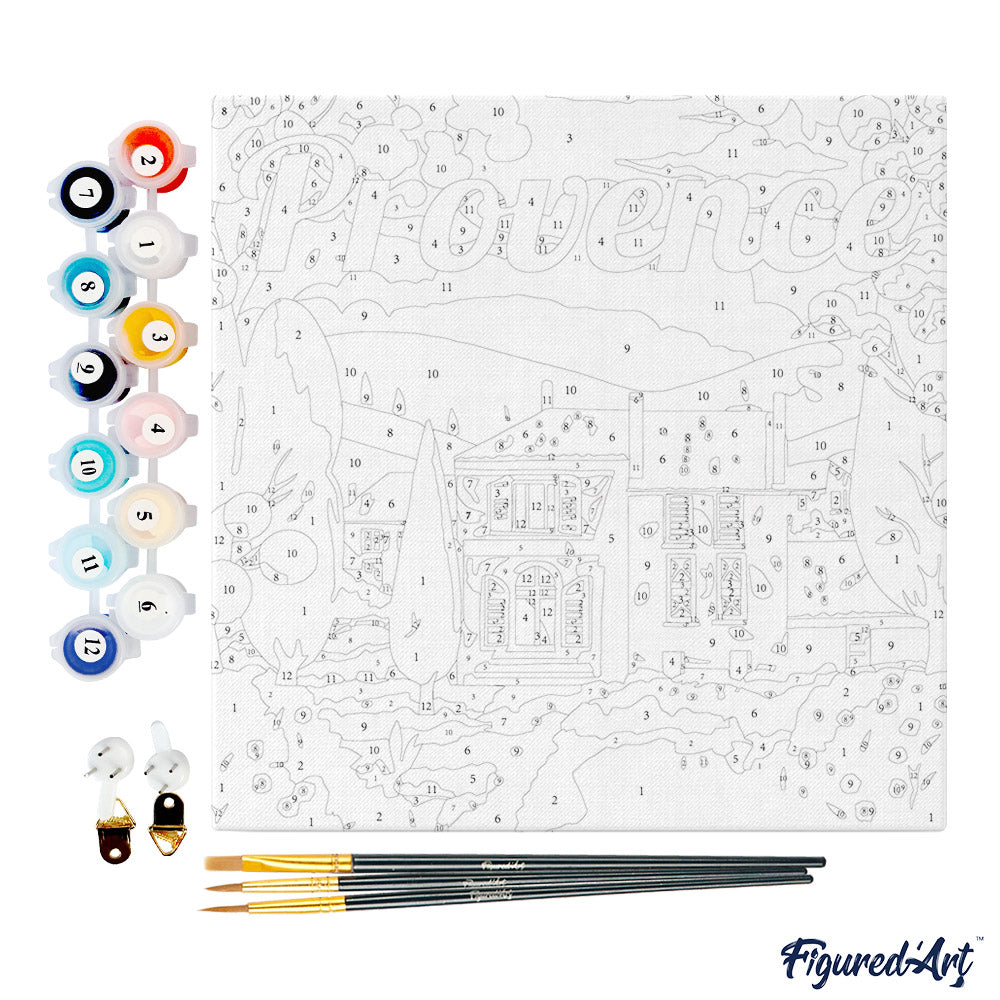 Mini Paint by numbers 8"x8" framed - Travel Poster Provence Autumn