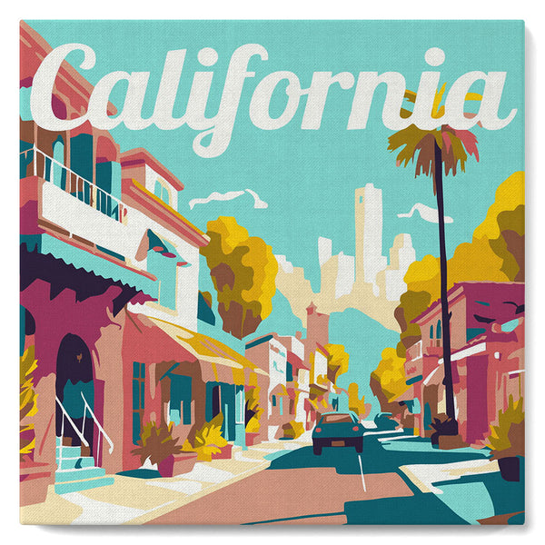 Mini Paint by numbers 8"x8" framed - Travel Poster California Street