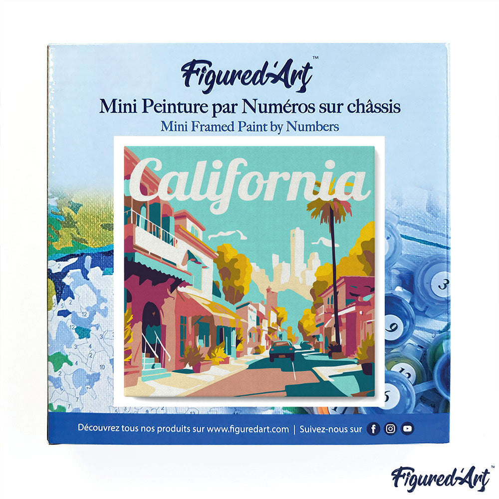 Mini Paint by numbers 8"x8" framed - Travel Poster California Street