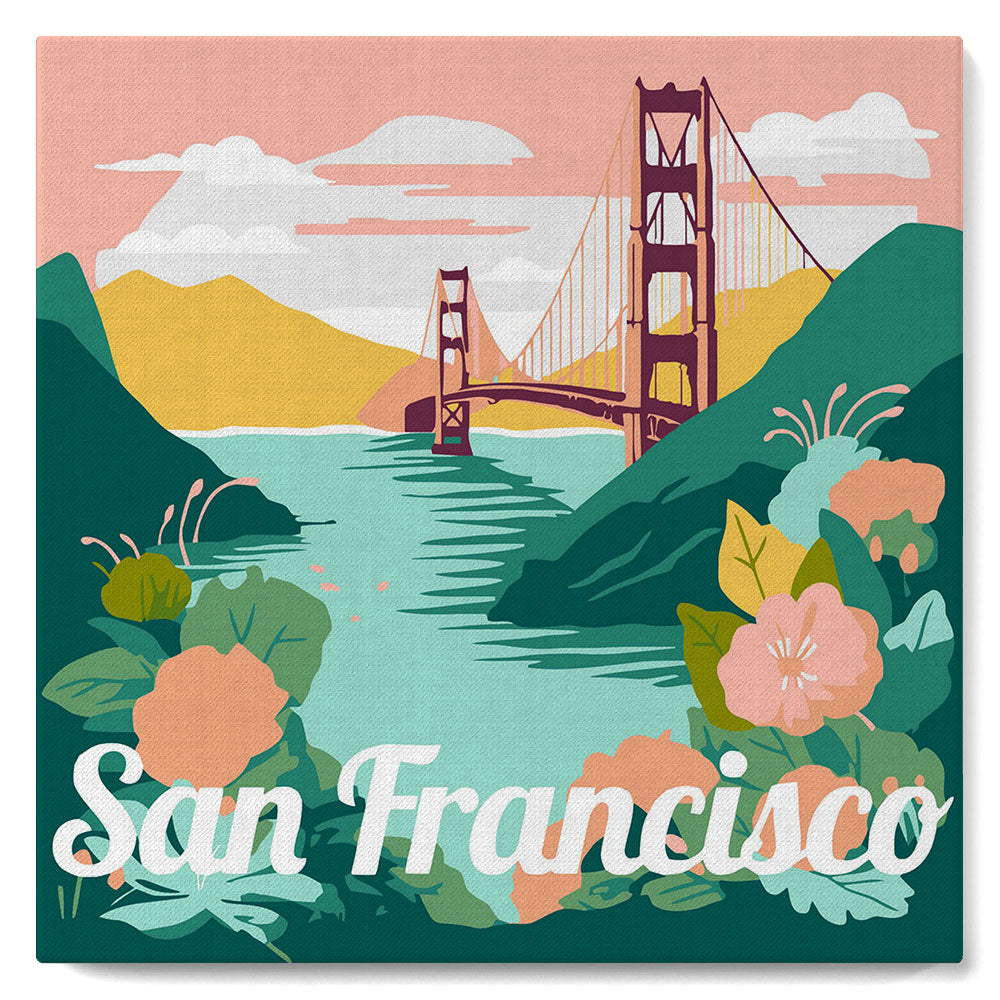 Mini Paint by numbers 8"x8" framed - Travel Poster San Francisco