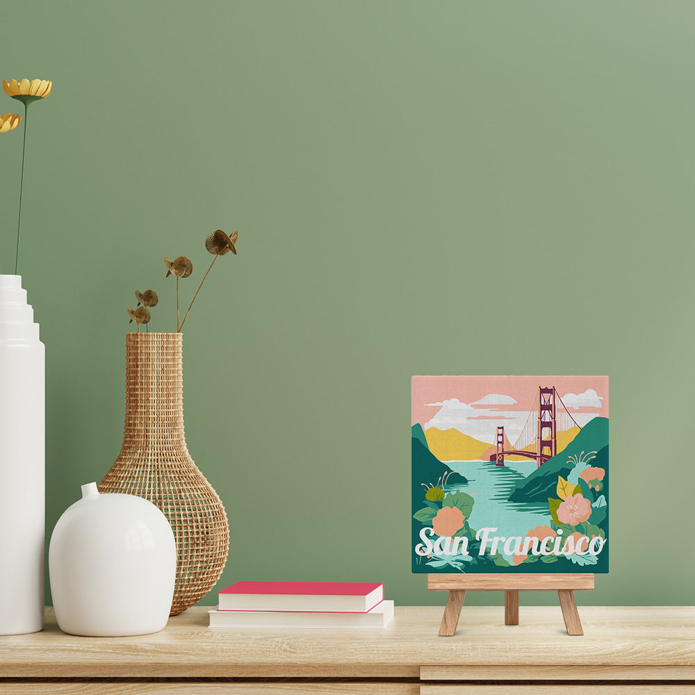 Mini Paint by numbers 8"x8" framed - Travel Poster San Francisco