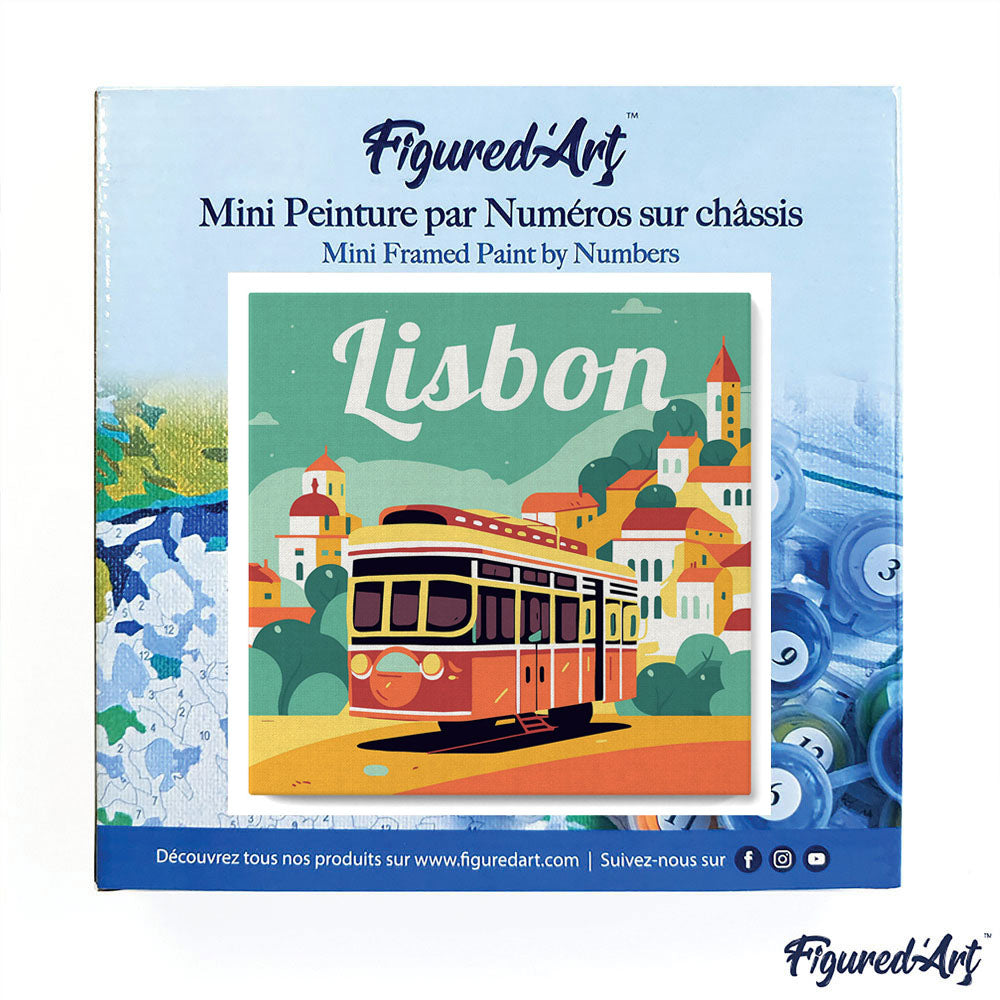 Mini Paint by numbers 8"x8" framed - Travel Poster Lisbon