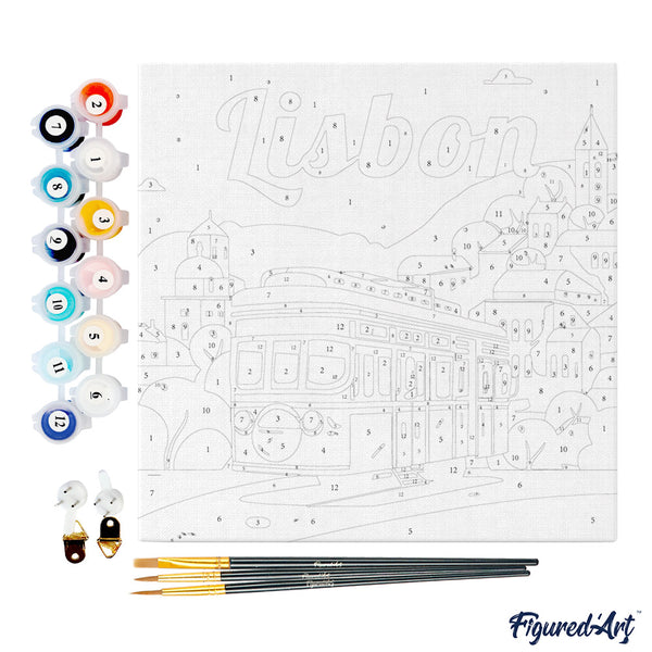 Mini Paint by numbers 8"x8" framed - Travel Poster Lisbon