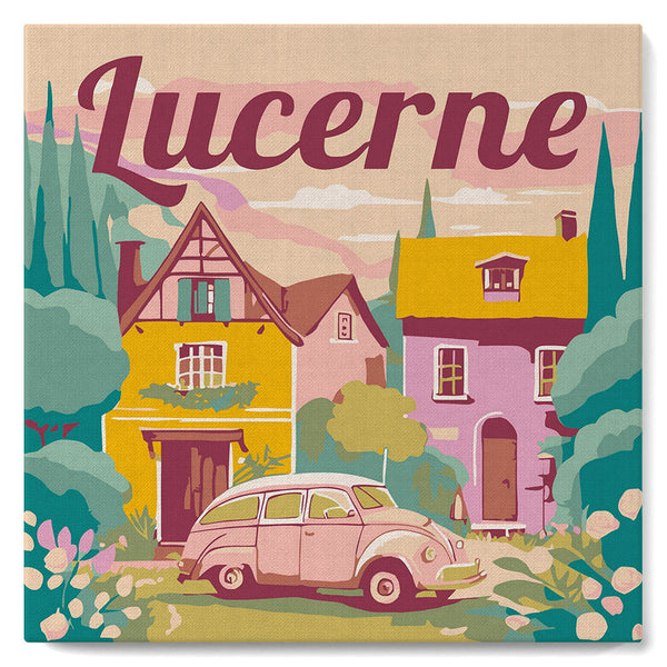 Mini Paint by numbers 8"x8" framed - Travel Poster Lucerne