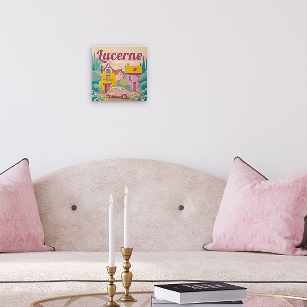 Mini Paint by numbers 8"x8" framed - Travel Poster Lucerne