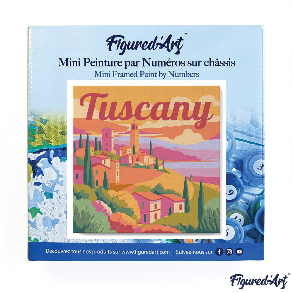 Mini Paint by numbers 8"x8" framed - Travel Poster Tuscany Spring