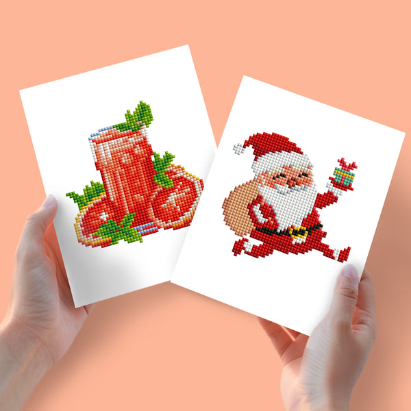 Mini Diamond Painting 6"x8" (2 pieces) - Tomato Juice and Santa