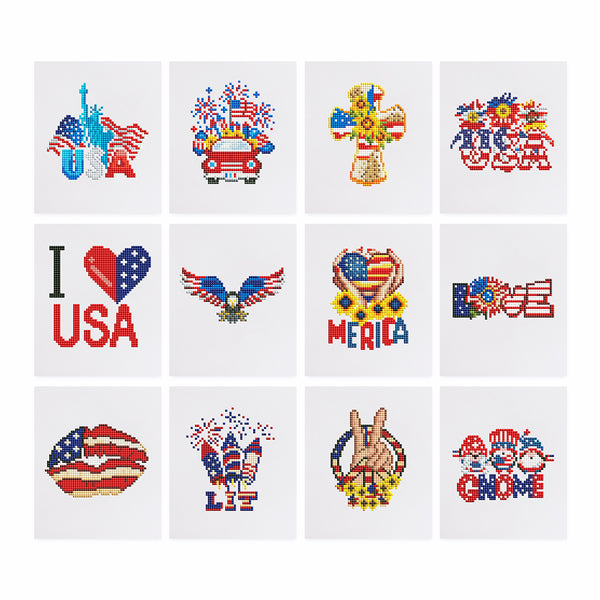 Mini Diamond Painting 3"x5" (12 pieces) - American Pride