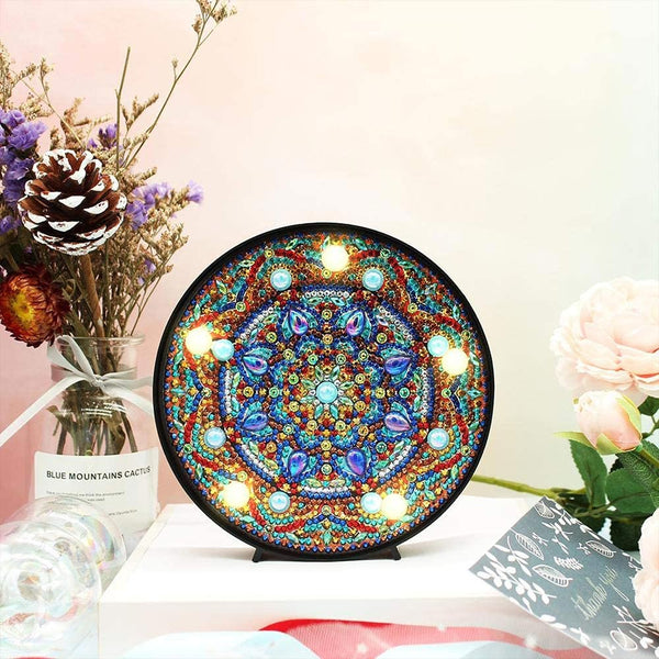 Diamond Painting LED Lamp Blue Mandala Star