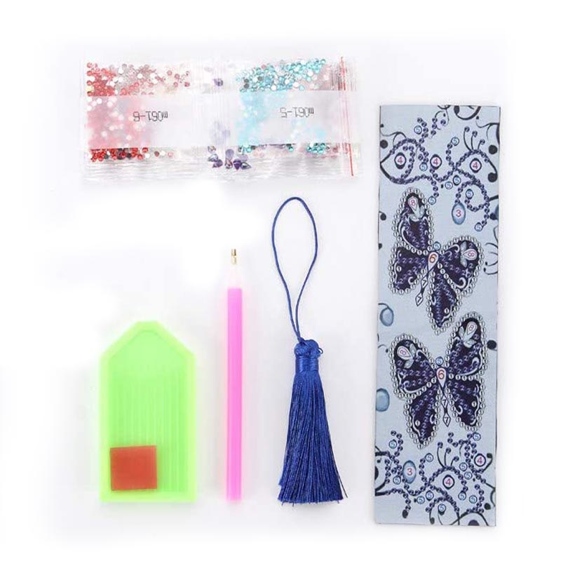 Diamond Painting Bookmark Blue Butterflies