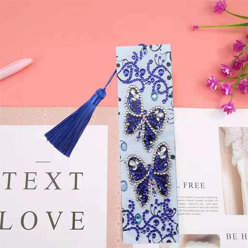 Diamond Painting Bookmark Blue Butterflies
