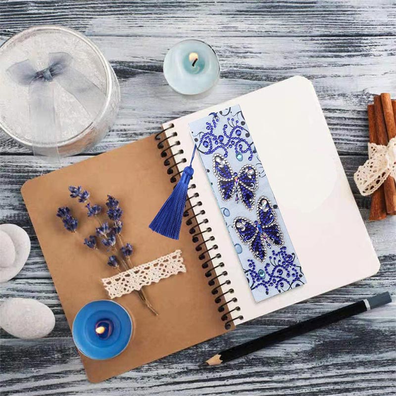 Diamond Painting Bookmark Blue Butterflies