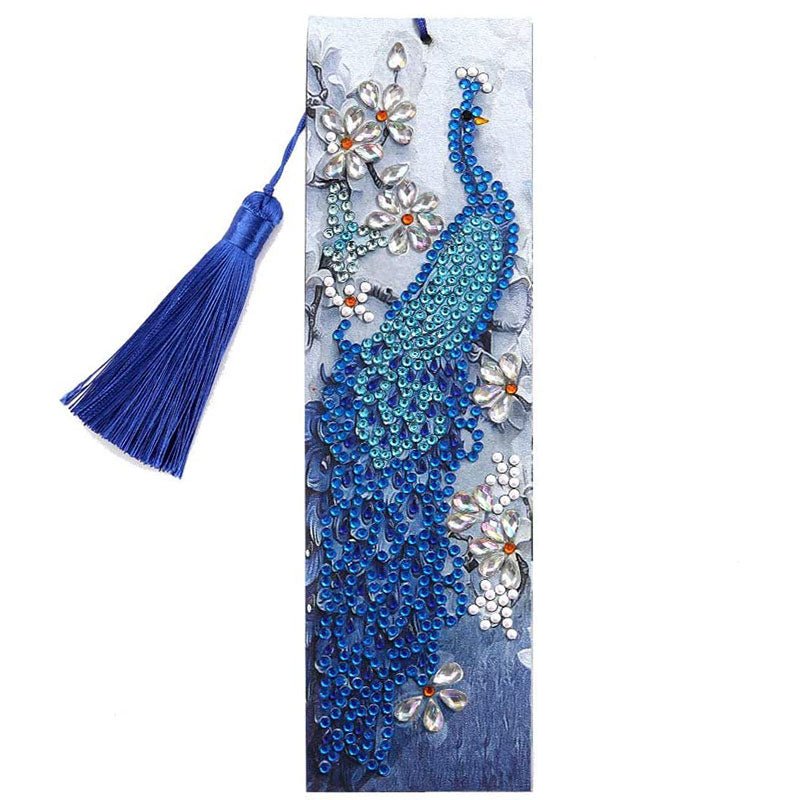 Diamond Painting Bookmark Blue Peacock