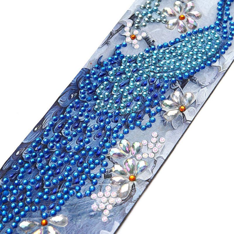 Diamond Painting Bookmark Blue Peacock