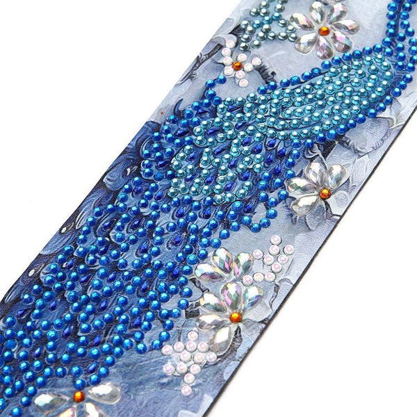 Diamond Painting Bookmark Blue Peacock