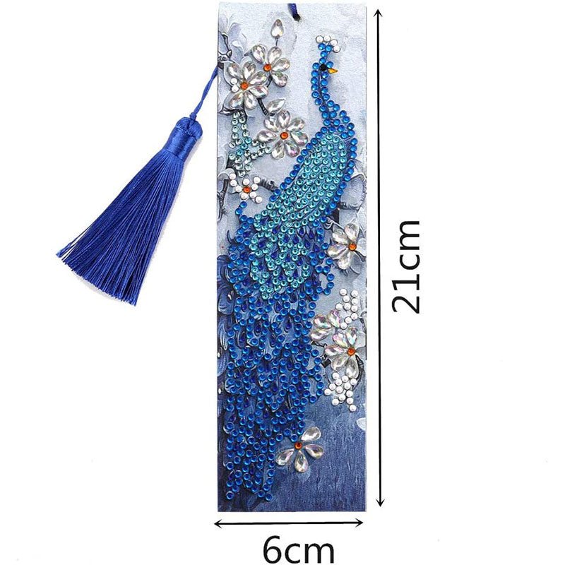 Diamond Painting Bookmark Blue Peacock