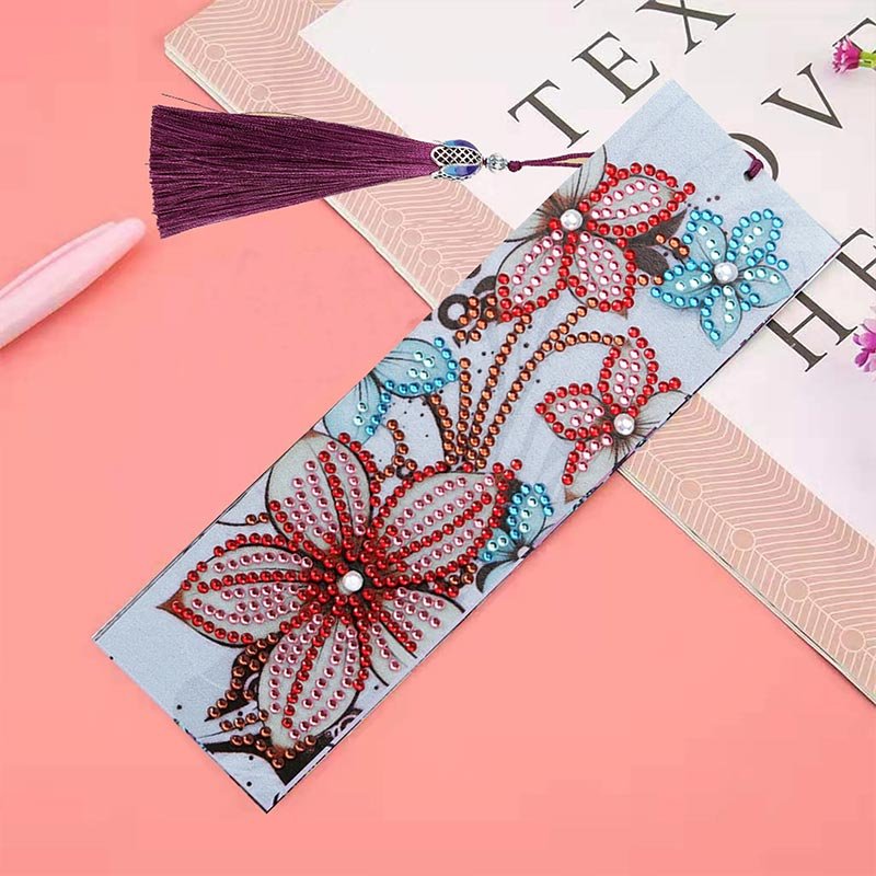 Diamond Painting Bookmark Red Flowers