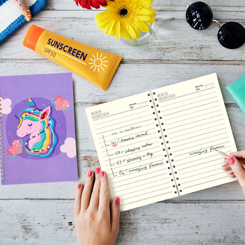 Diamond Painting Notebook Unicorn purple