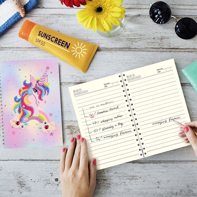 Diamond Painting Notebook Unicorn Pink
