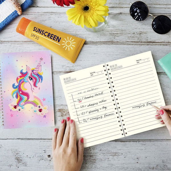 Diamond Painting Notebook Unicorn Pink