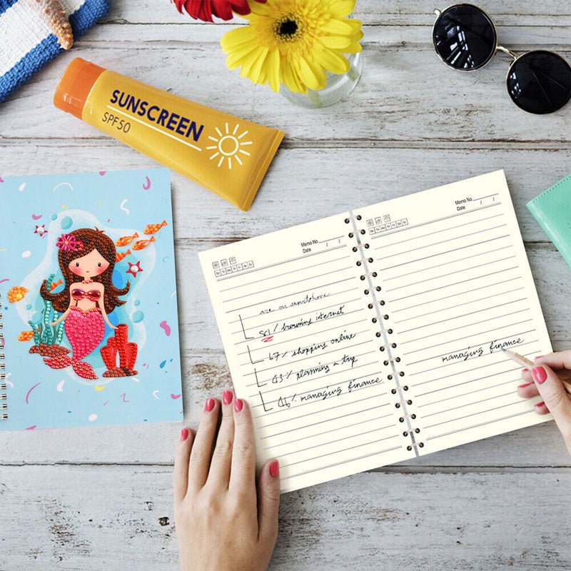 Diamond Painting Notebook Mermaid Light Blue