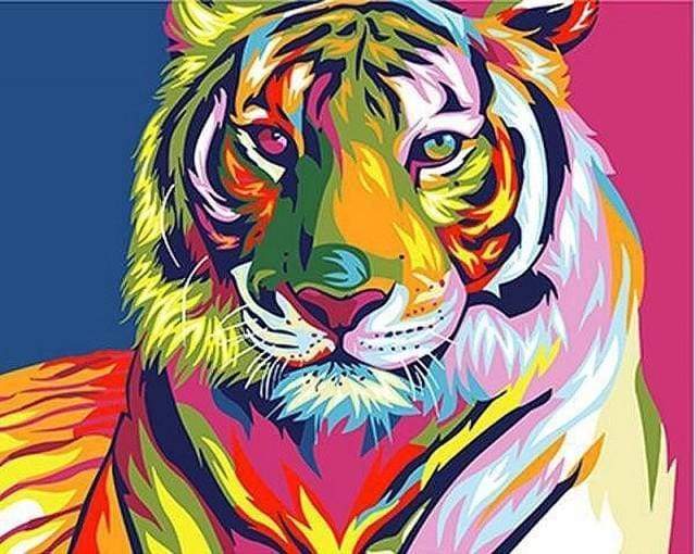 『生活応援うー特価』　Aykid Tiger アイキッド　タイガー　絵画　油絵 Paint by numbers - Tiger Pop Art 2 – Figured'Art