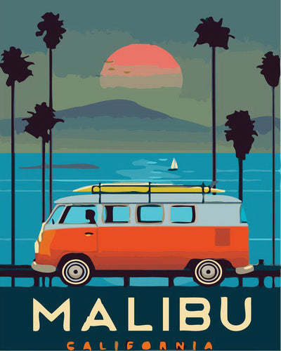 Travel Poster Malibu California