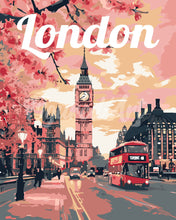 Load image into Gallery viewer, Paint by numbers kit Travel Poster London in Bloom Figured&#39;Art