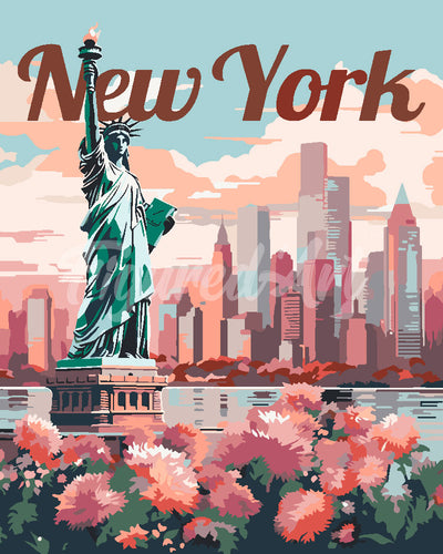 Paint by numbers kit Travel Poster New York in Bloom Figured'Art