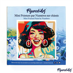 Mini Paint by numbers 8"x8" framed - Charming Lady Pop Art