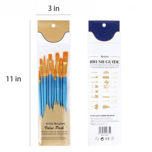 Set of 10 High Quality Paint Brushes