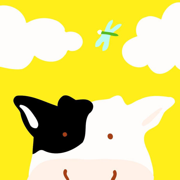 Paint by numbers | Children Painting kit Cow and Butterfly with yellow background | kids easy | Figured'Art