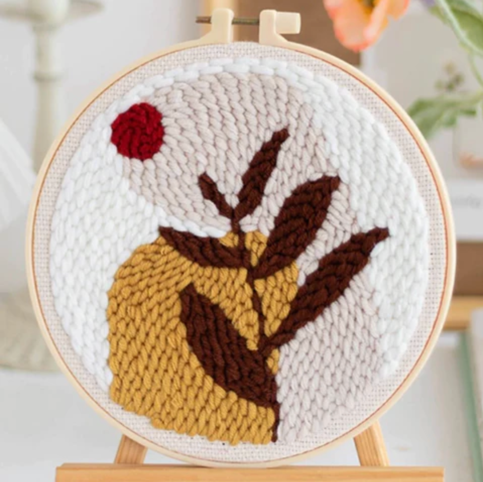 Punch Needle Embroidery kit DIY Flowers Cross Stitch Hoop Craft Kits