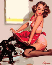 Load image into Gallery viewer, Paint by numbers | Pin-up and her dog | easy women new arrivals pin-up | Figured'Art